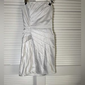 Silver Strapless Snakeskin Print Dress